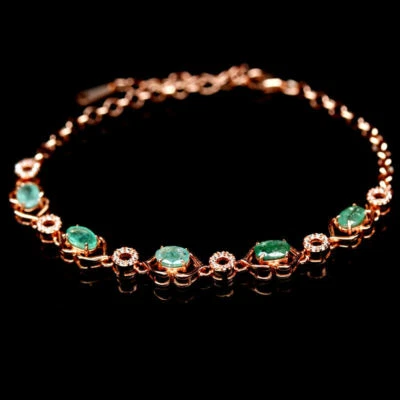 SHOLA Echt Natürlicher Grün Smaragd Armband Sterlingsilber B141 - Bild 1 von 4