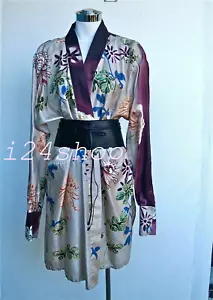 GUCCI by TOM FORD SILK FLORAL KIMON0 DRESS ROBE with SASH TIE BELT - Picture 1 of 6