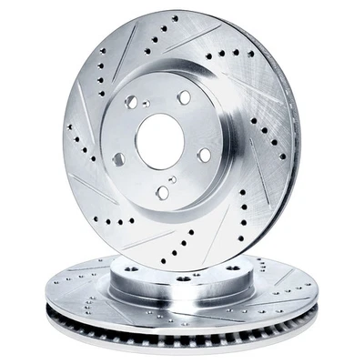 For Volkswagen Transporter 10-15 Drilled & Slotted Front Brake Rotor Set - Image 1 of 4