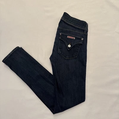 Pantalones de mezclilla para mujer Hudson talla 26 Collin ajustados tiro bajo azul oscuro elástico solapa bolsillo Foto 1 de 4