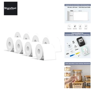 Etiketten selbstklebend  für T50M Etikettendrucker 50 mm x 80 mm, 8 Rollen 95... - Picture 1 of 9