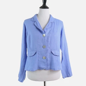 Flax Size XS Woven Linen Button Front Jacket Blazer Lightweight Purple - Picture 1 of 10