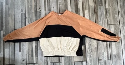 Sudadera Hurley Mediana Bloques de Color Pullover Recortado Top Suelto con Bolsillos Foto 1 de 4