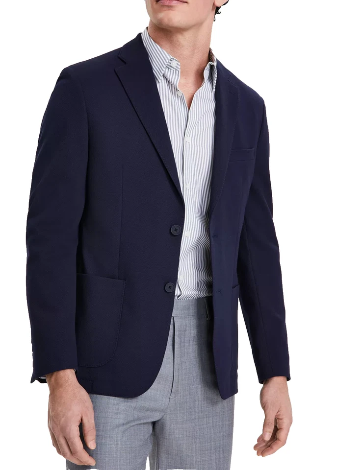 Blazer CALVIN KLEIN Para Hombre Talla 40S Azul Marino Calce Ajustado Tejido Texturizado Sin Forro Foto 1 de 4