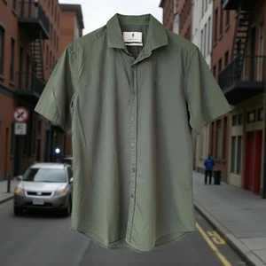 Father Sons Classic Block Egyptian Cotton Short Sleeve Shirt Olive Green, Size L - Picture 1 of 5