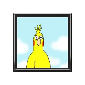 Birdie Jewelry Box - 6" X 6" Wooden Box with Ceramic Tile Lid - Various Colors - Picture 1 of 10