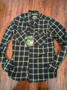DIXXON Flannel Shirt Municipal Waste Men’s SZ S Green Black Long Sleeve - Picture 1 of 6