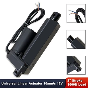 2" Stroke Linear Actuator 225lbs (1000N) Load Capacity 10mm/s 12V Black Aluminum - Picture 1 of 8