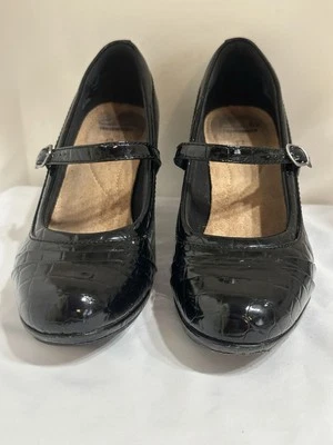 Feminino Clark’s Preto Couro Patente Brynn Posey High Heals Tamanho 9 - Imagem 1 de 4