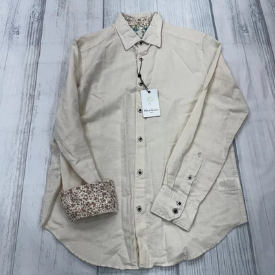 NWT Robert Graham Borsi Button Shirt Small Sand Classic Fit Flip Cuff Mens $198 - Image 1 of 4