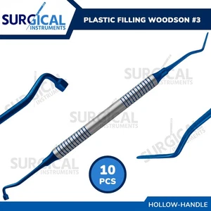 10 Pcs Plastic Filling Woodson #3 Blue Tips Blue & Silver Hollow Handle German G - Picture 1 of 8