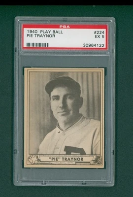 1940 Play Ball Baseball Card - #224 Pie Traynor, PSA 5 EX - Image 1 of 2