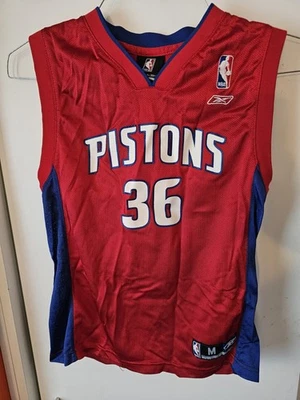 Camiseta de basquete infantil Reebok NBA Detroit Pistons Rasheed Walace #36 Youth tamanho M. - Imagem 1 de 4