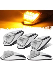 Truck Cab Lights 5PCS Clear/Amber Top Roof Running LED Marker Lights Waterproof - Picture 1 of 5