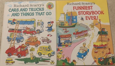 Richard Scarry’s Busy World Books 1970s Lot Of 2 Cars And Trucks Storybook GOOD! Foto 1 de 4