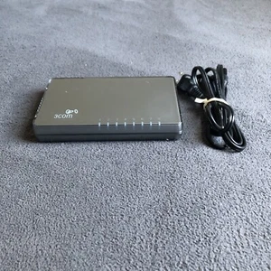 3Com 3CFSU08 8 Port Ethernet Switch Hub Splitter w/ Power Cable - WORKS - Picture 1 of 9
