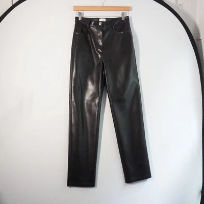 Wilfred Vegan Leather Pants High Waisted Straight Leg Black Size 4 - Image 1 of 4