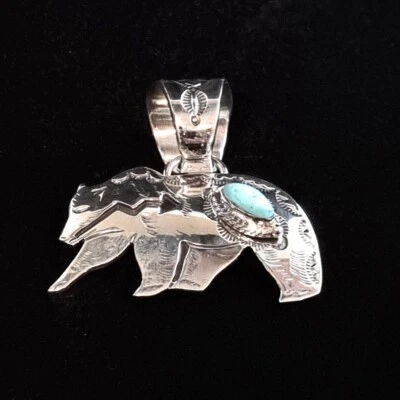 XL Indianerschmuck Anhänger Grizzly Bär Southwestern Style Westernschmuck  USA - Bild 1 von 3