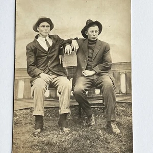 Antique RPPC Photograph Postcard Handsome Young Men Cowboy ID Bulger Rankin - Picture 1 of 12