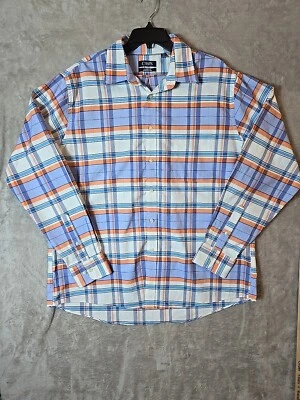 Chaps Men's Shirt Classic-Fit Button-Down Collar Long Sleeve Blue/Orange Plaid - Image 1 of 4