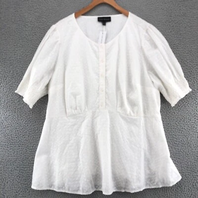 Top Lane Bryant para mujer 18 Plus blanco con ojales ajustados 1/2 botón manga corta nuevo con etiquetas Foto 1 de 4