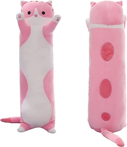 Pink Kawaii Cat Plush Body Pillow - Picture 1 of 7