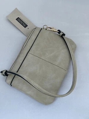 Muñequera con cremallera de cuero Wilson remache negro tostado crema nueva con etiquetas *grieta en la parte inferior Foto 1 de 4