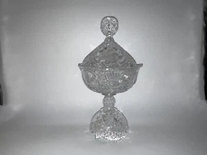 Hofbauer  Byrdes Collection  German Crystal Compote With Lid 13 Inches Tall - Picture 1 of 11