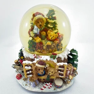 Macy's Holiday Lane Teddy Bear Musical Water Globe We Wish You a Merry Christmas - Picture 1 of 11