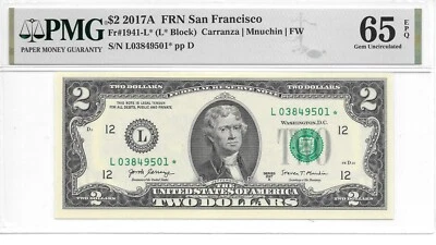 2017A* San Francisco* $2 FRN (L* Block) PMG 65 EPQ Gem Uncirculated - Image 1 of 4