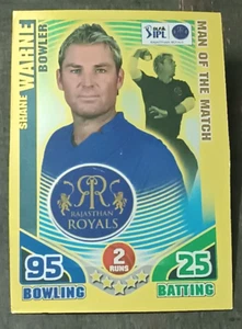 INDIEN DLF IPL TOPPS 2011 CRICKET ATTAX CARD SHANE WARNE GOLD CARD 1st EDI. - Bild 1 von 2
