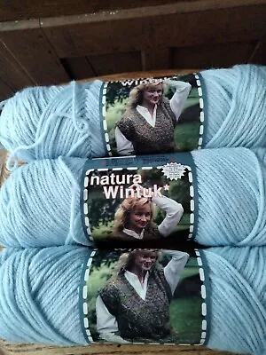 Lot of 3 - 3.5oz Skeins Natura Wintuk knitting yarn baby blue 932  - Image 1 of 4