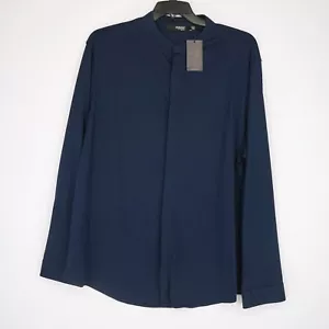 Murano Men's Long-Sleeve Shirt Size XXL SLIM FIT Blue Solid Fly Front NWT $69.50 - Picture 1 of 12