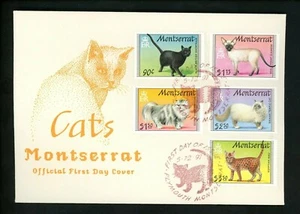 Postal History Montserrat FDC #784-788 domestic cats animals 1991 - Picture 1 of 2