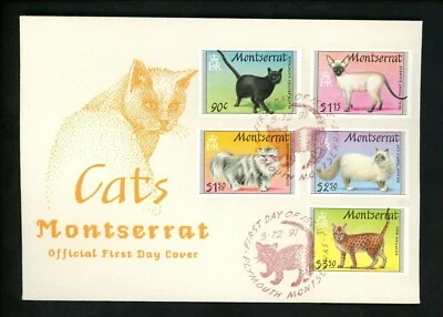 Postal History Montserrat FDC #784-788 domestic cats animals 1991 - Image 1 of 2
