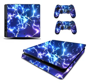 Blau elektrischer Aufkleber/Skin Playstation 4 schmale Konsole/Fernbedienung, pss4 - Bild 1 von 5