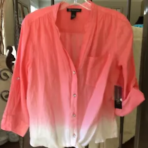 INC International Concepts NUEVA Camisa Blusa Corbata Frontal Cristal Botones 6 - Imagen 1 de 5