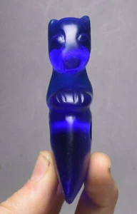 8CM Old China Natural Blue Crystal Carving Sun God Sun-God Amulet Pendant - Picture 1 of 5