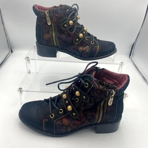 Stivaletto Spring Step L'Artiste donna 7,5-8 Chrissy nero multi zip laterale - Foto 1 di 10