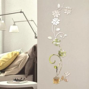 Mirror Acrylic Flower Multicolor 3d Modern Self-adhesive Wall Mount Small Decor - Picture 1 of 27