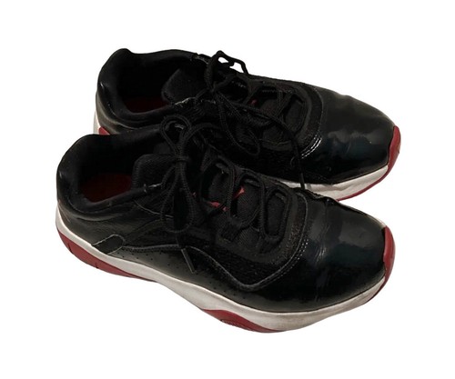 Sneaker Nike Air Jordan retrò 11 XI nero basso rosso 7Y bred BP PS 505835 012 giovani