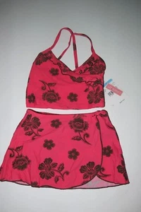 Oshkosh 5 Girls 2 Pc Bikini Tankini Swimsuit Pink Floral Skirted Bottoms - Picture 1 of 3