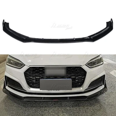 For Audi A5 B9 Sline S5 2017-2018 Glossy Black Front Bumper Lip Spoiler Splitter - Image 1 of 4