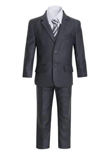L - Boys Charcoal Grey Slim Suit (Executive) - Picture 1 of 14