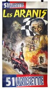 51 ANISETTE : LES ARANIS Affiche Spectacle Cascades Moto 70's Advertising Poster - Picture 1 of 7