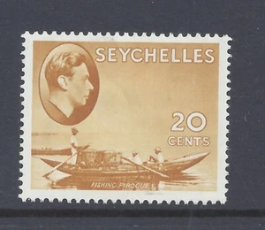 SEYCHELLES GVI 1941 20c BROWN-OCHRE ON CHALK-SURFACED PAPER MINT HINGED SG 140a - Picture 1 of 2