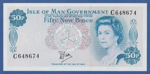 ISLE OF MAN -- 50 NEW PENCE ND ( 1979 ) -- UNC -- PREFIX C -- PICK 33a . - Picture 1 of 2