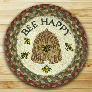 Earth Rugs 80-300BH Round Miniature Swatch- Bee Happy- printed - Picture 1 of 1