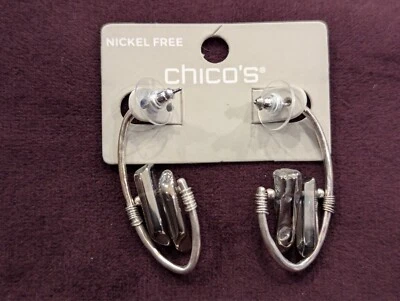 Chico's Nickel Free Euroa Hem Crystal Hoop Earrings RV$29.50 - Image 1 of 4