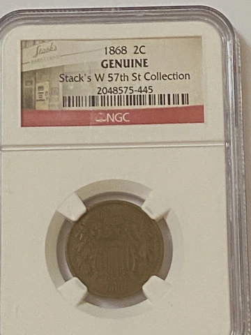 1868 TWO CENT PIECE, STACK'S W 57TH ST COLLECTION Cover